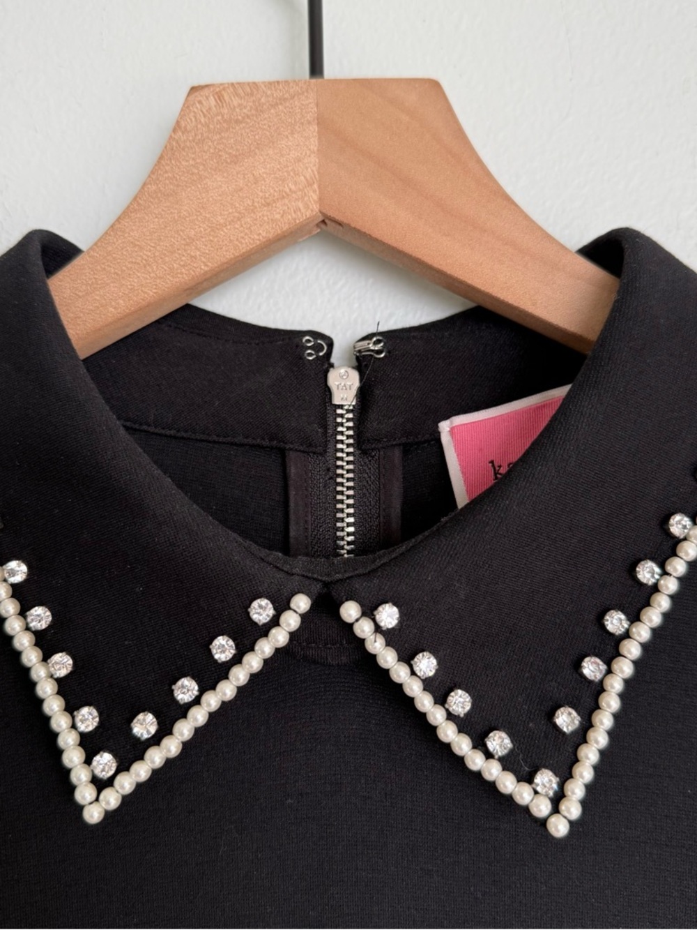 Kate Spade Black Pearl & Diamond Embellished Collar Ponte Dress - Picture 6 of 9